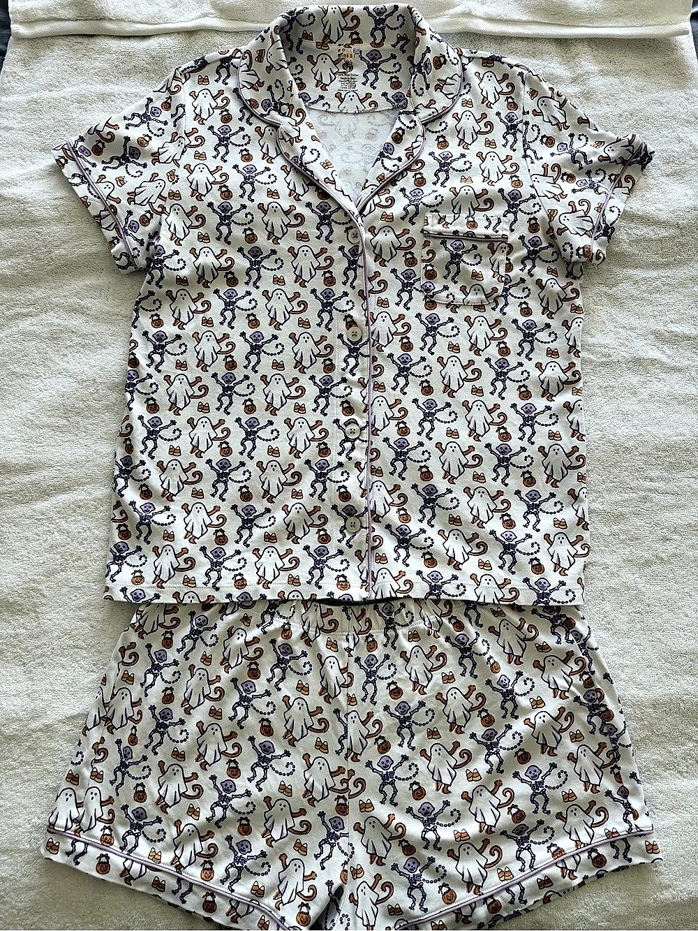 Roller Rabbit Trick or Treat Pajamas 
Ghosts & Skeletons Pajama Set White & Purp